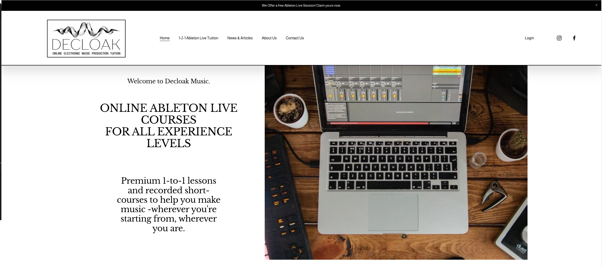 Decloak Music Squarespace website build